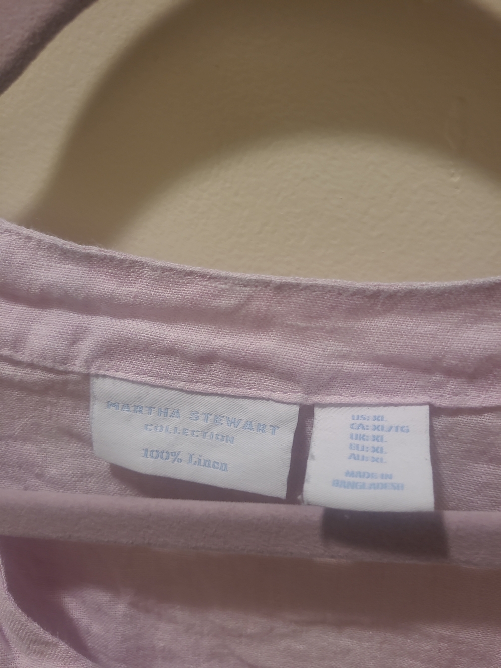 Martha Stewart Collection 100% Linen Blouse Size Xl Pink Purple 3/4 Sleeves Slit - Picture 4 of 12